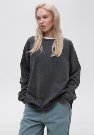 Лонгслів oversize unisex "wash" сірий